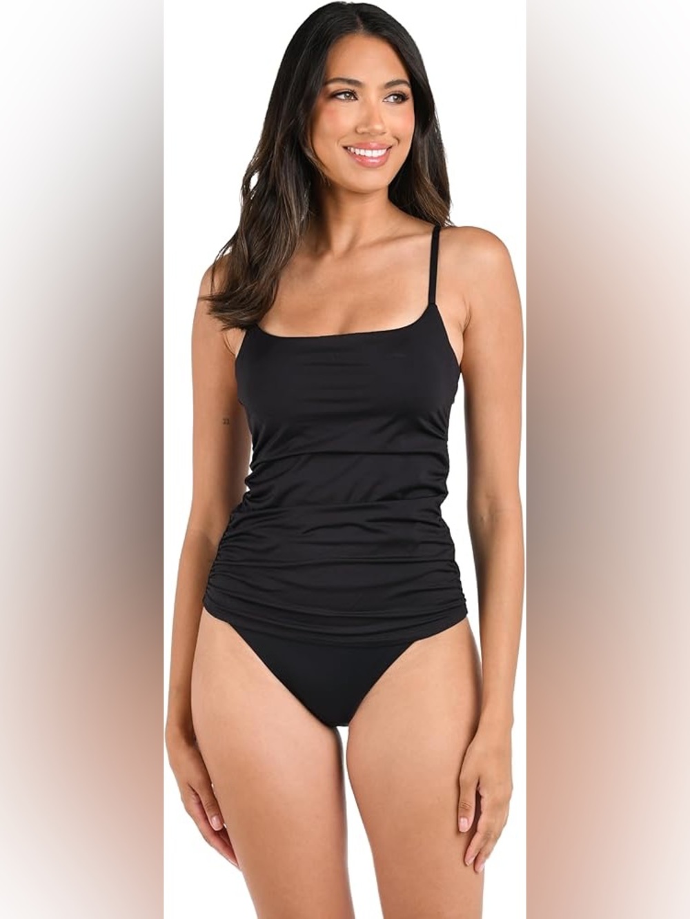 La Blanca • NWT $99 USD Black Ruched Tankini Swim Top